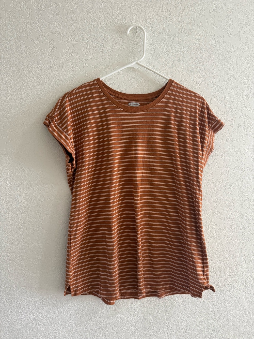 Old Navy Striped Short-Sleeve Tee in Rust and Cream